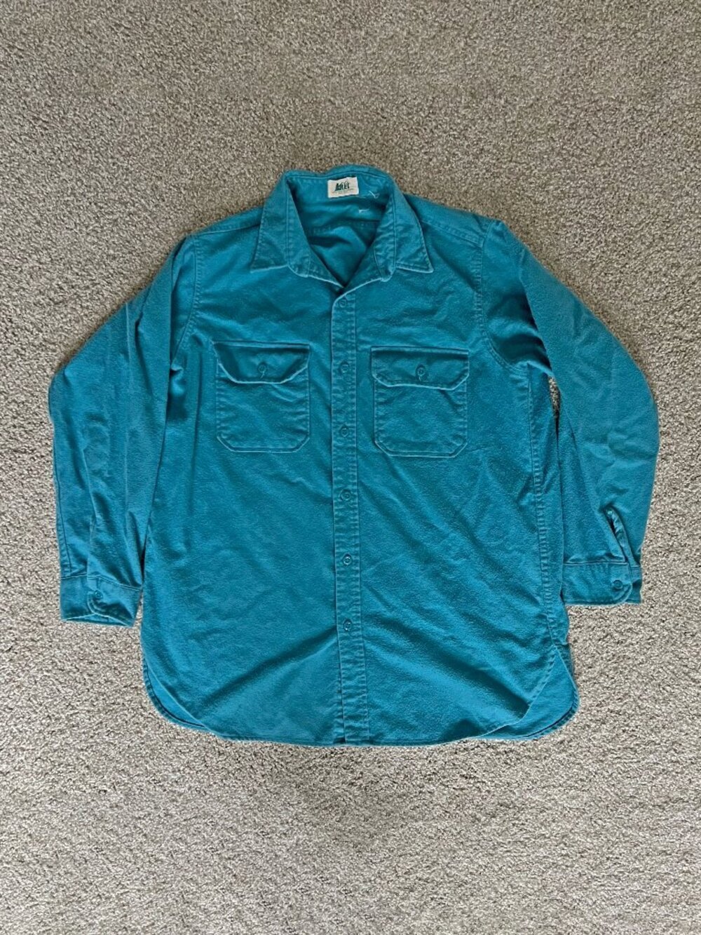 80s Vintage REI Chamois Camp Shirt Blue Outdoor Hiking Hunting USA Size 2X